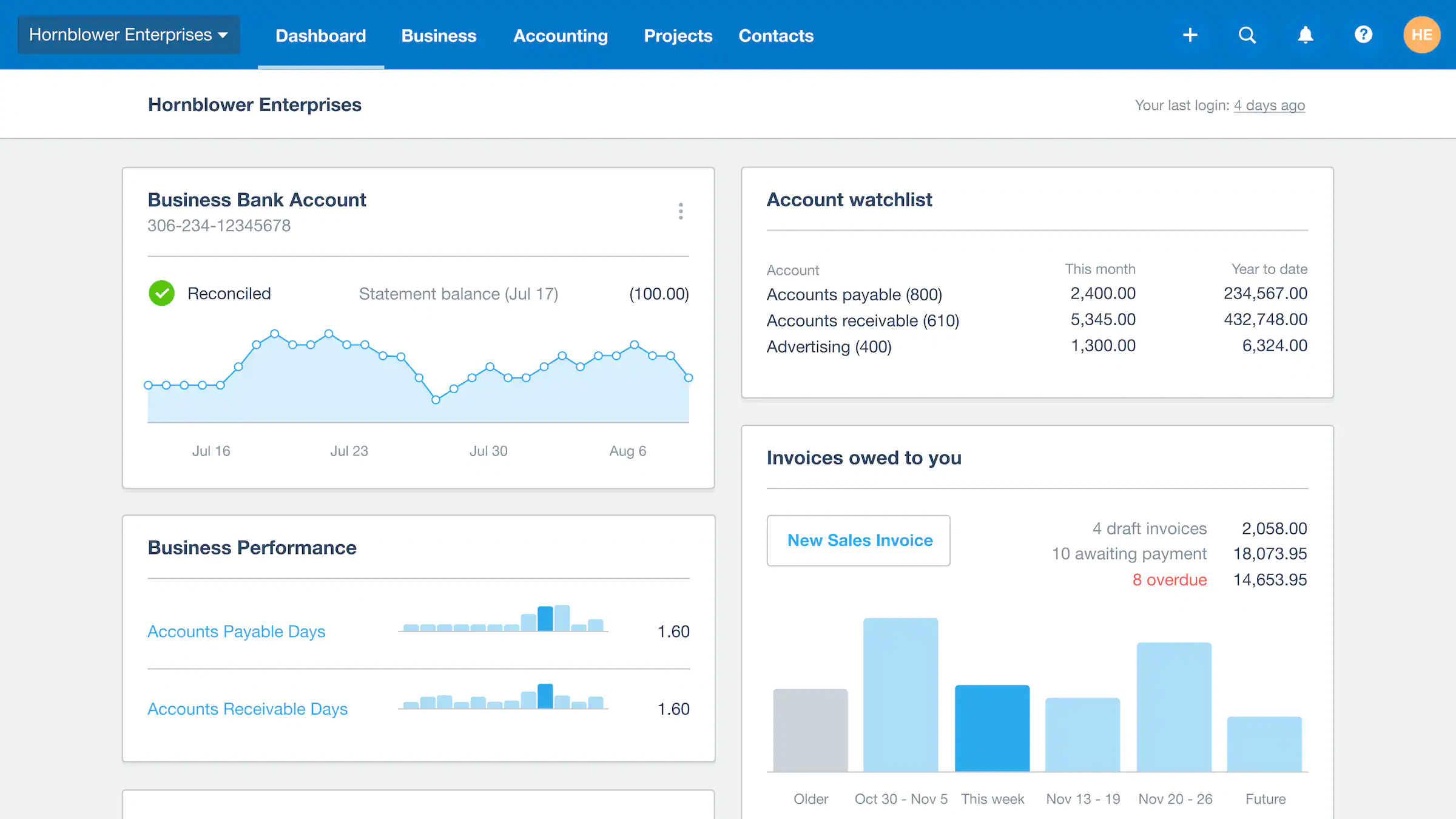 Screenshot Xero Accounting Software