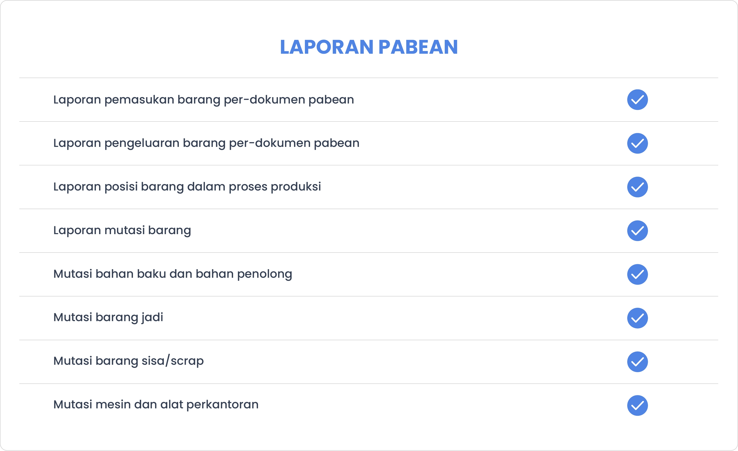 Tabel Laporan Pabean di Ukirama ERP