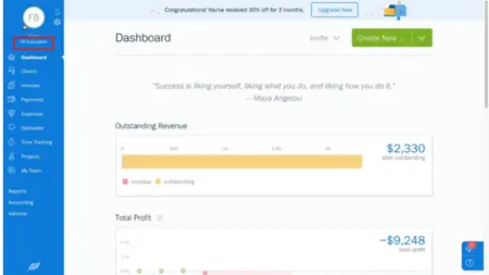 (Gambar: Dashboard FreshBooks)